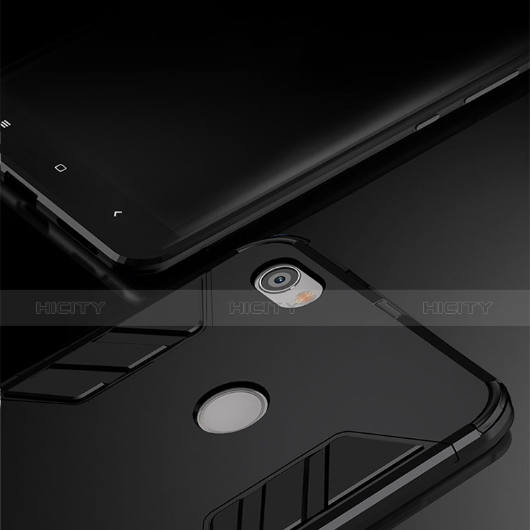 Funda Bumper Silicona y Plastico Mate con Soporte para Xiaomi Redmi Y1 Negro