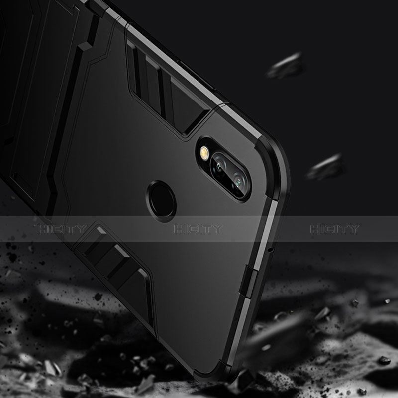 Funda Bumper Silicona y Plastico Mate con Soporte R01 para Huawei P20 Lite Negro