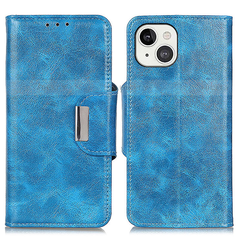 Funda de Cuero Cartera con Soporte Carcasa A01 para Apple iPhone 13 Mini Azul