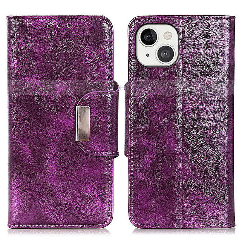 Funda de Cuero Cartera con Soporte Carcasa A01 para Apple iPhone 13 Mini Morado