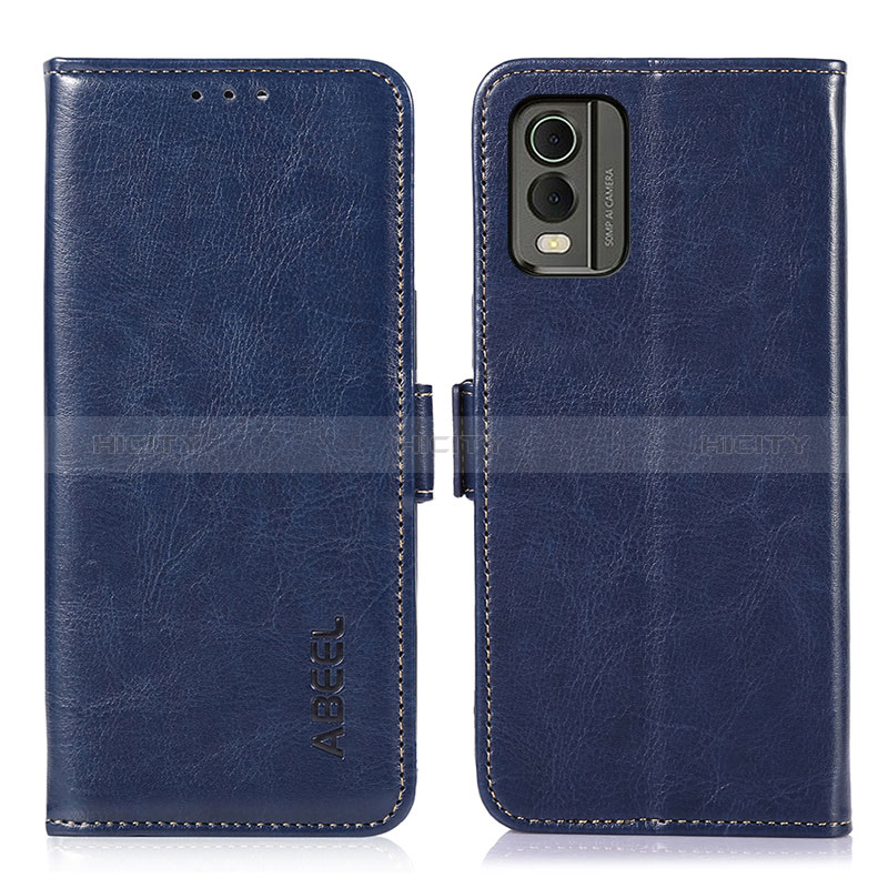 Funda de Cuero Cartera con Soporte Carcasa A01D para Nokia C32 Azul