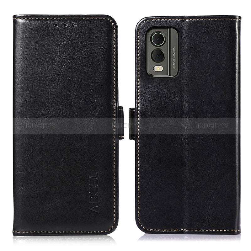 Funda de Cuero Cartera con Soporte Carcasa A01D para Nokia C32 Negro