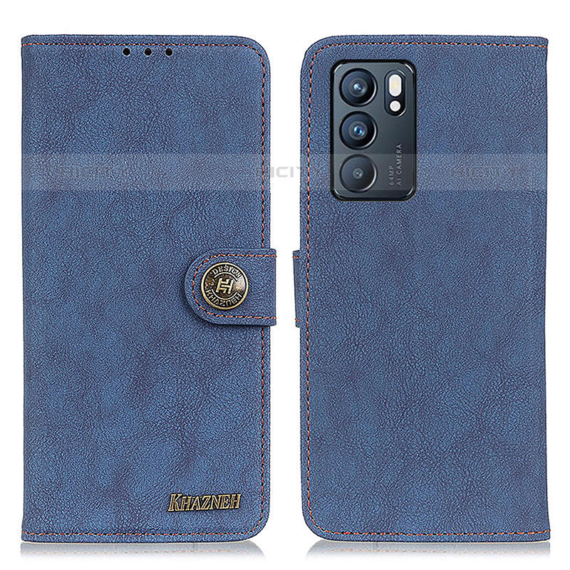 Funda de Cuero Cartera con Soporte Carcasa A01D para Oppo Reno6 5G Azul