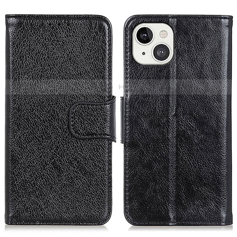 Funda de Cuero Cartera con Soporte Carcasa A02 para Apple iPhone 13 Negro