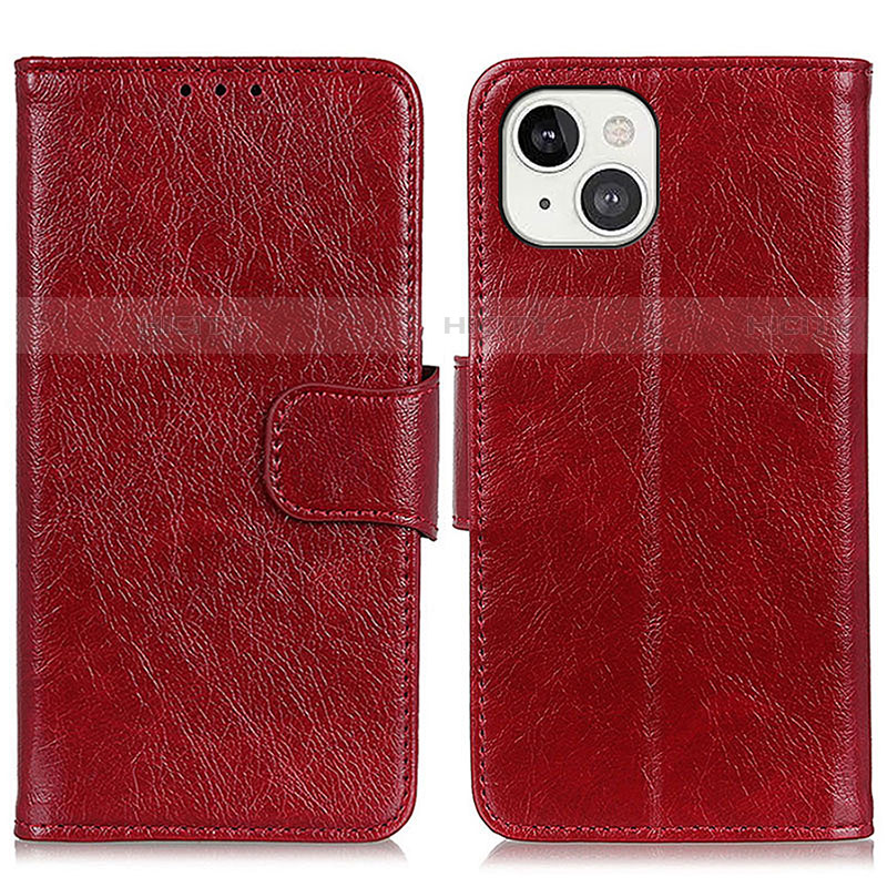 Funda de Cuero Cartera con Soporte Carcasa A02 para Apple iPhone 13 Rojo