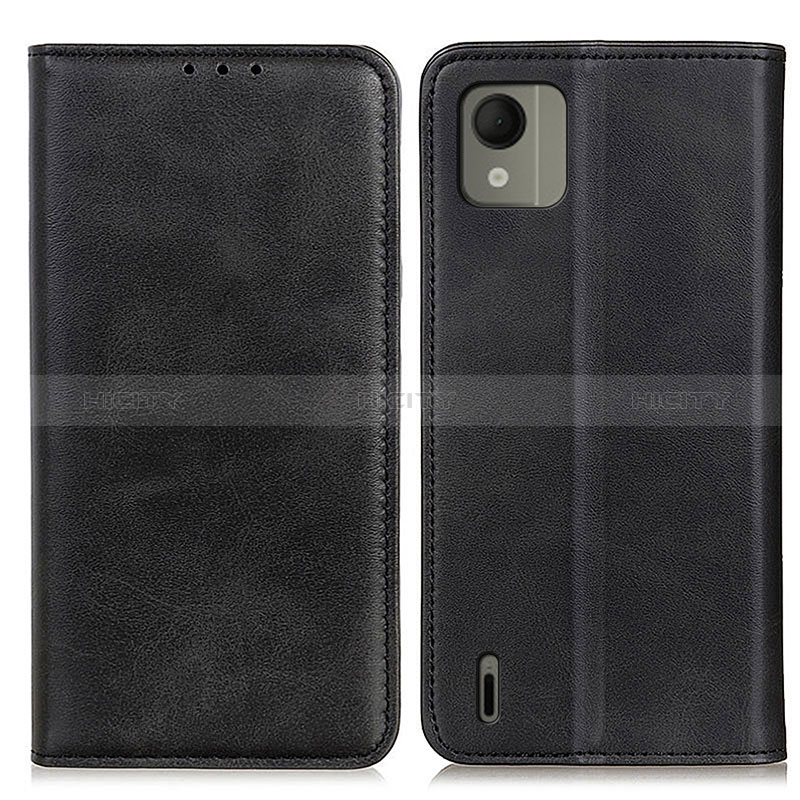 Funda de Cuero Cartera con Soporte Carcasa A02D para Nokia C110 Negro