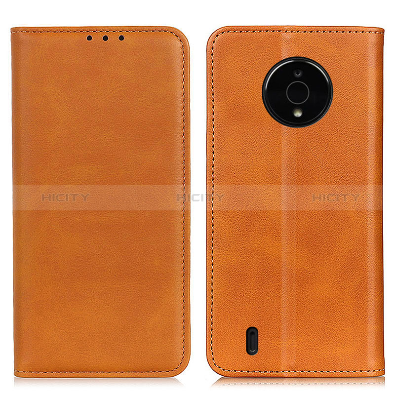 Funda de Cuero Cartera con Soporte Carcasa A02D para Nokia C200 Marron Claro