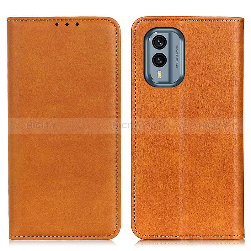 Funda de Cuero Cartera con Soporte Carcasa A02D para Nokia X30 5G Marron Claro