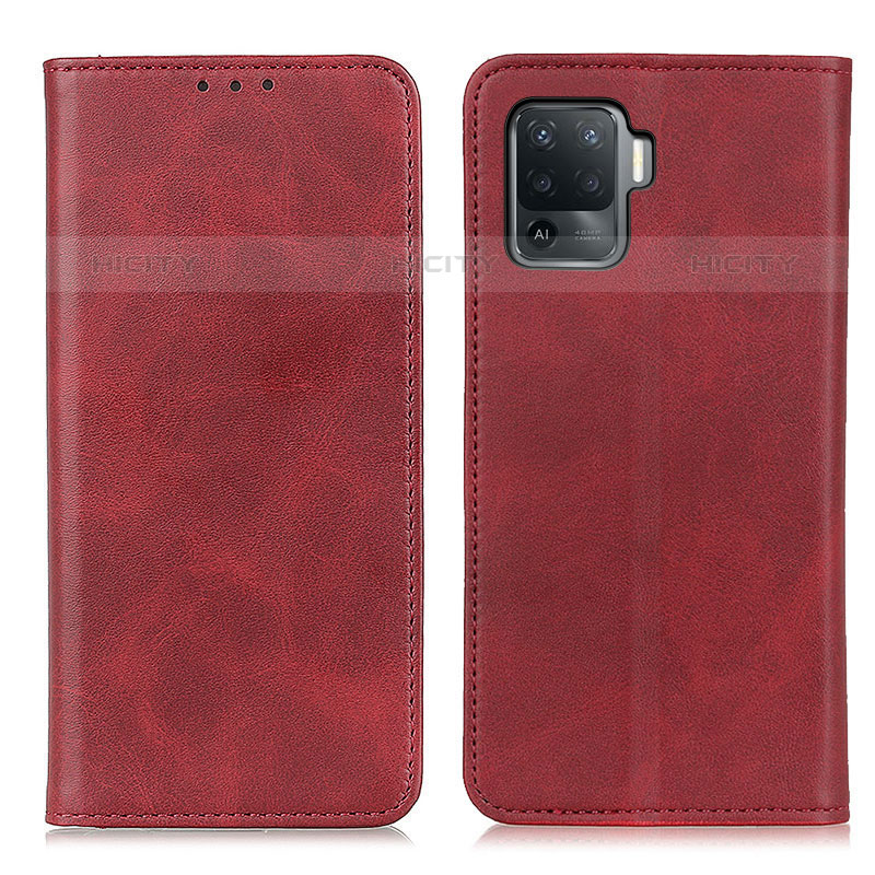 Funda de Cuero Cartera con Soporte Carcasa A02D para Oppo F19 Pro Rojo