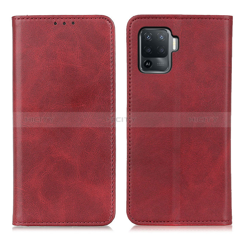 Funda de Cuero Cartera con Soporte Carcasa A02D para Oppo Reno5 Lite Rojo