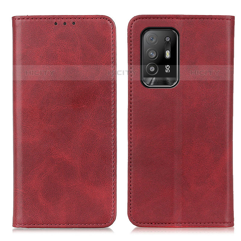 Funda de Cuero Cartera con Soporte Carcasa A02D para Oppo Reno5 Z 5G Rojo