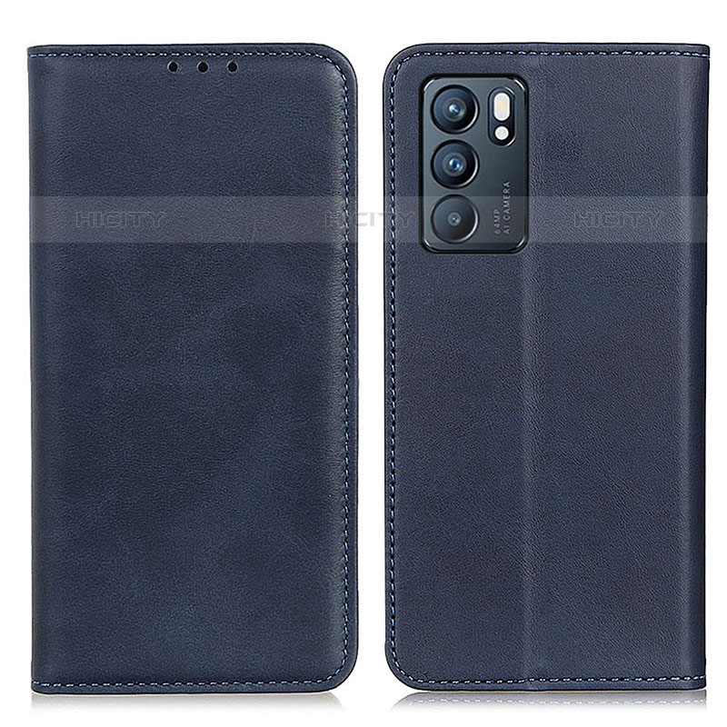 Funda de Cuero Cartera con Soporte Carcasa A02D para Oppo Reno6 5G Azul