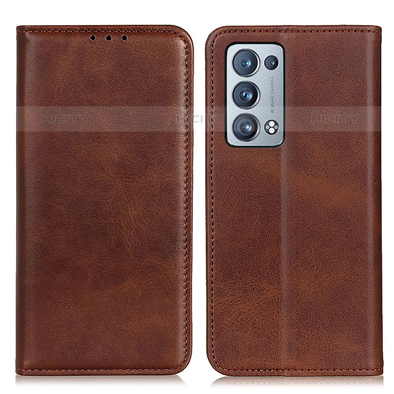 Funda de Cuero Cartera con Soporte Carcasa A02D para Oppo Reno6 Pro 5G Marron