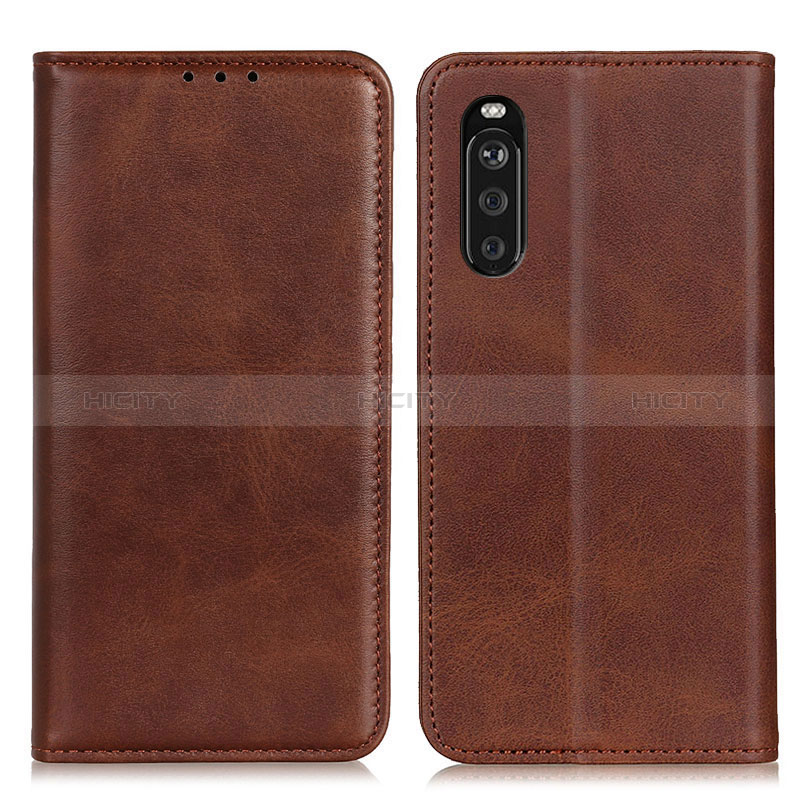 Funda de Cuero Cartera con Soporte Carcasa A02D para Sony Xperia 10 III Marron