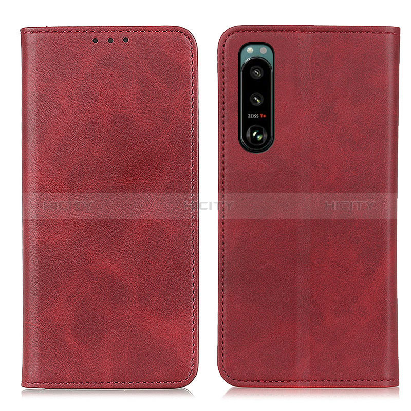 Funda de Cuero Cartera con Soporte Carcasa A02D para Sony Xperia 5 III SO-53B Rojo