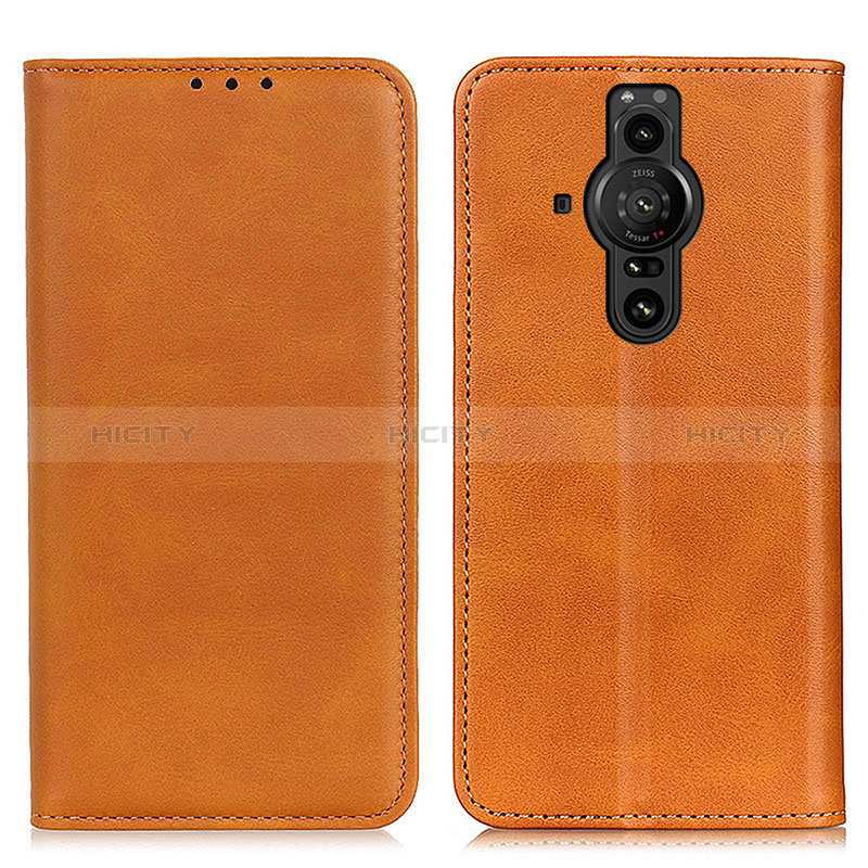 Funda de Cuero Cartera con Soporte Carcasa A02D para Sony Xperia PRO-I Marron Claro