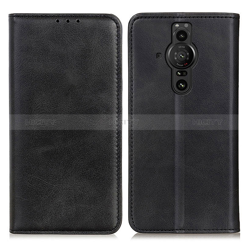 Funda de Cuero Cartera con Soporte Carcasa A02D para Sony Xperia PRO-I Negro