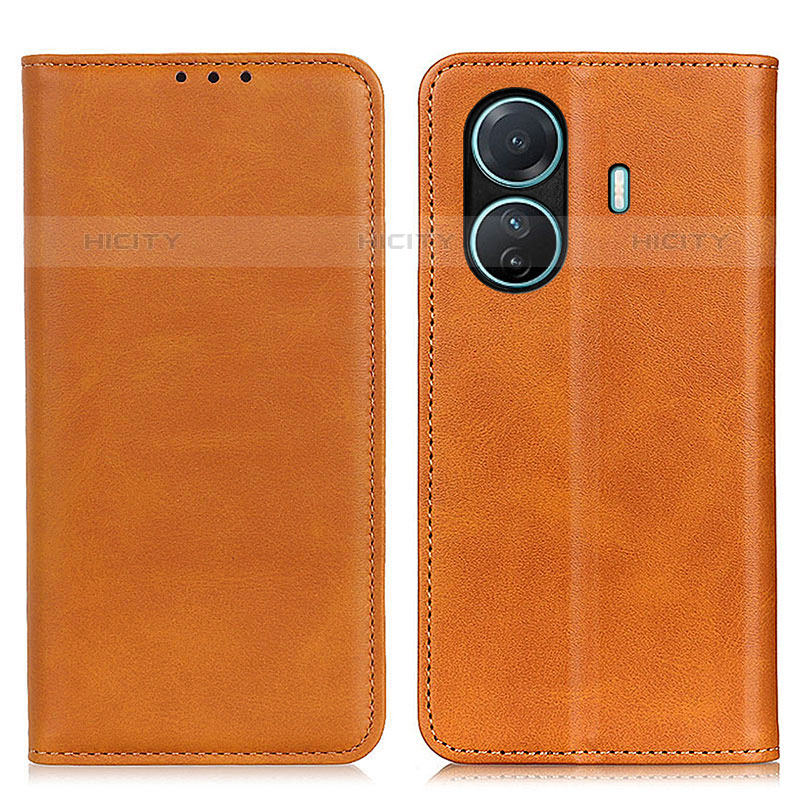 Funda de Cuero Cartera con Soporte Carcasa A02D para Vivo iQOO Z6 Pro 5G Marron Claro