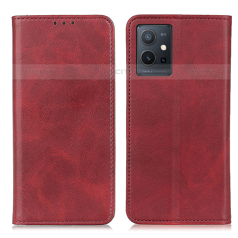 Funda de Cuero Cartera con Soporte Carcasa A02D para Vivo Y55 5G Rojo