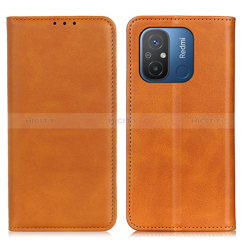 Funda de Cuero Cartera con Soporte Carcasa A02D para Xiaomi Poco C55 Marron Claro