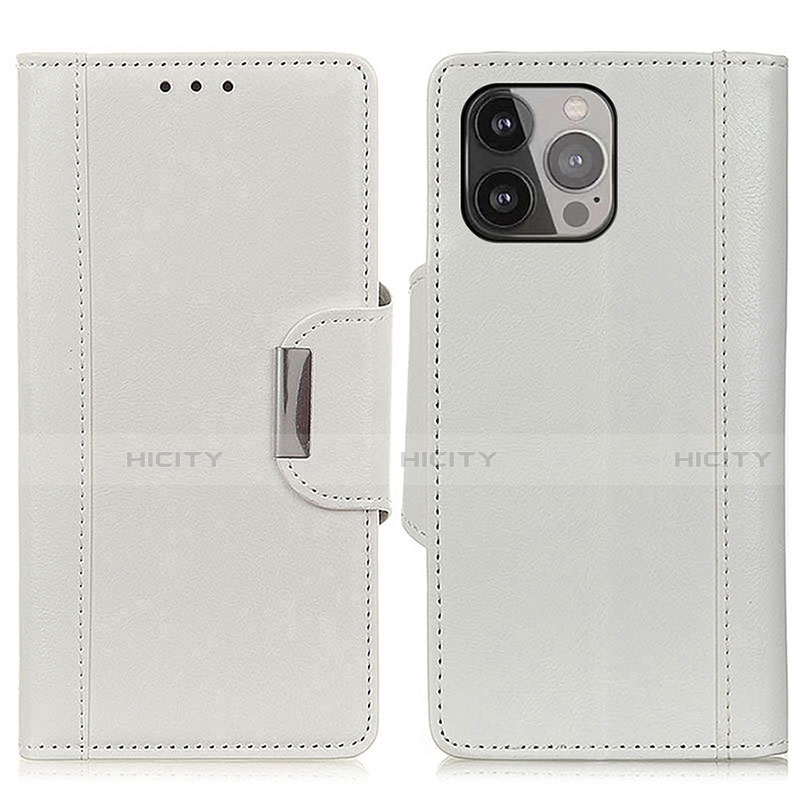 Funda de Cuero Cartera con Soporte Carcasa A03 para Apple iPhone 13 Pro Blanco