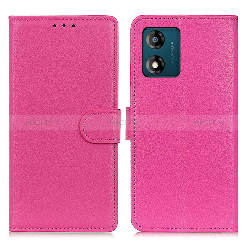 Funda de Cuero Cartera con Soporte Carcasa A03D para Motorola Moto E13 Rosa Roja