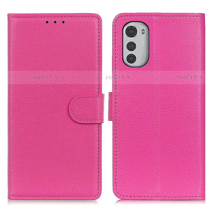 Funda de Cuero Cartera con Soporte Carcasa A03D para Motorola Moto E32 Rosa Roja