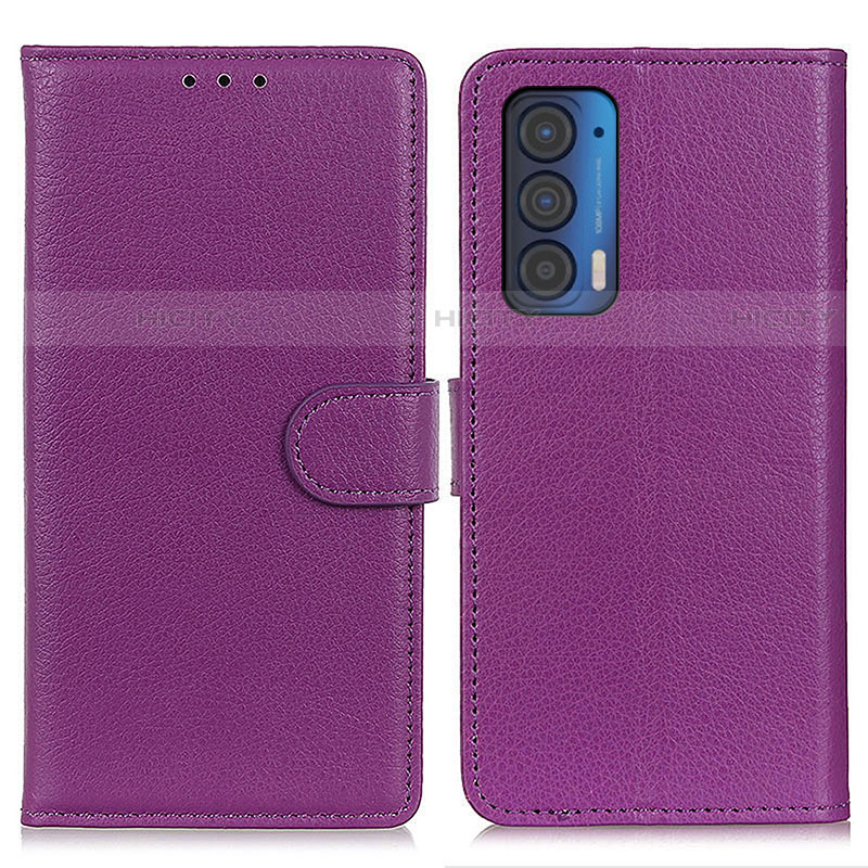 Funda de Cuero Cartera con Soporte Carcasa A03D para Motorola Moto Edge (2021) 5G Morado