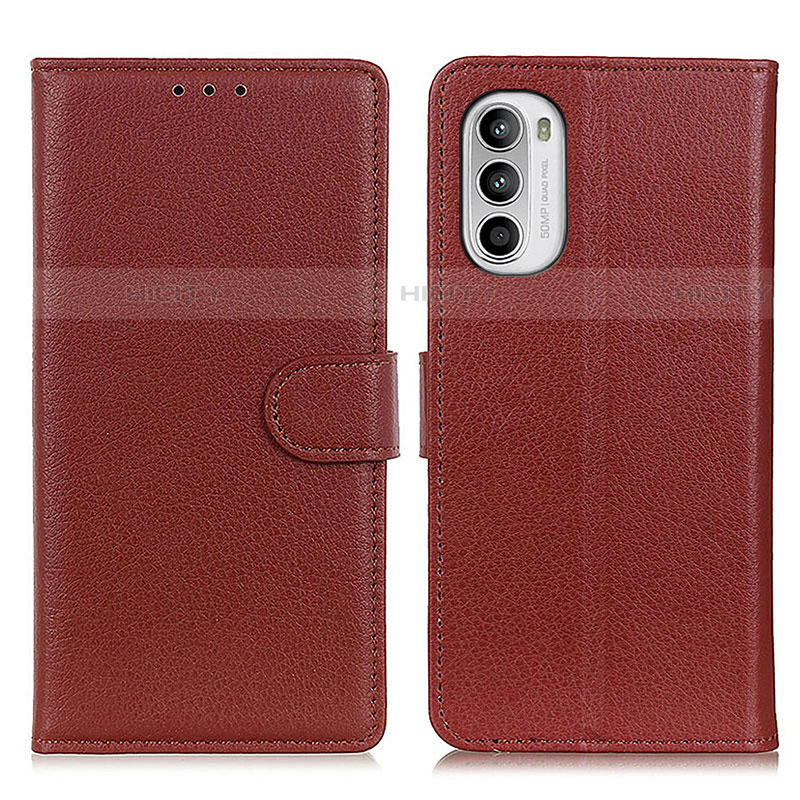 Funda de Cuero Cartera con Soporte Carcasa A03D para Motorola Moto Edge (2022) 5G Marron