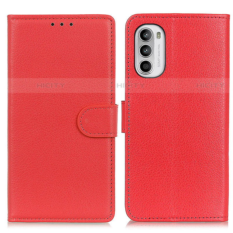 Funda de Cuero Cartera con Soporte Carcasa A03D para Motorola Moto Edge (2022) 5G Rojo