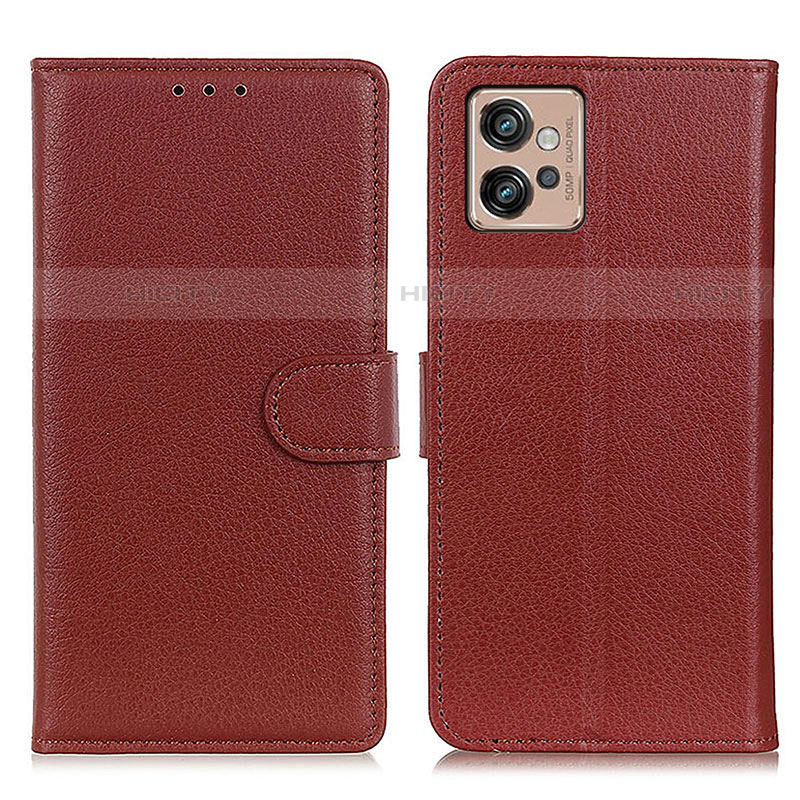 Funda de Cuero Cartera con Soporte Carcasa A03D para Motorola Moto G32 Marron