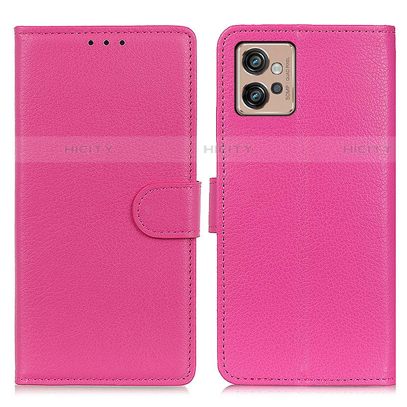 Funda de Cuero Cartera con Soporte Carcasa A03D para Motorola Moto G32 Rosa Roja