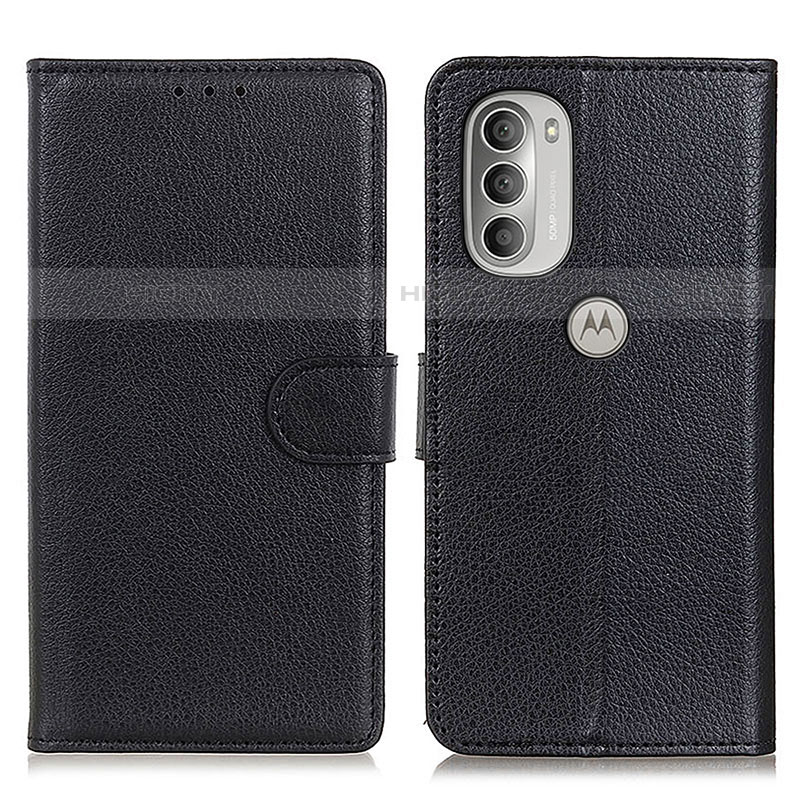 Funda de Cuero Cartera con Soporte Carcasa A03D para Motorola Moto G51 5G Negro