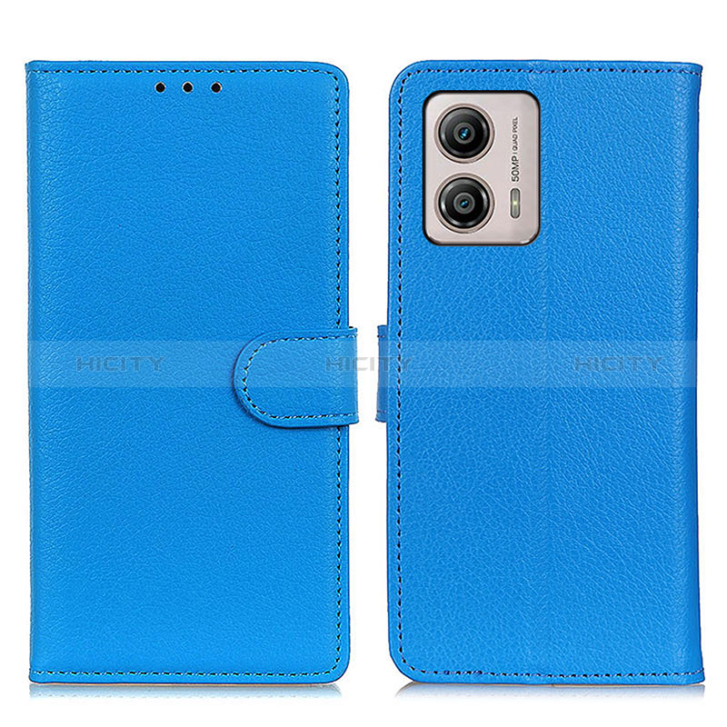 Funda de Cuero Cartera con Soporte Carcasa A03D para Motorola Moto G53 5G Azul Cielo