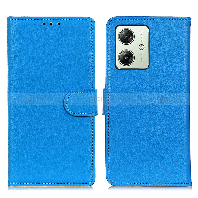 Funda de Cuero Cartera con Soporte Carcasa A03D para Motorola Moto G54 5G Azul Cielo