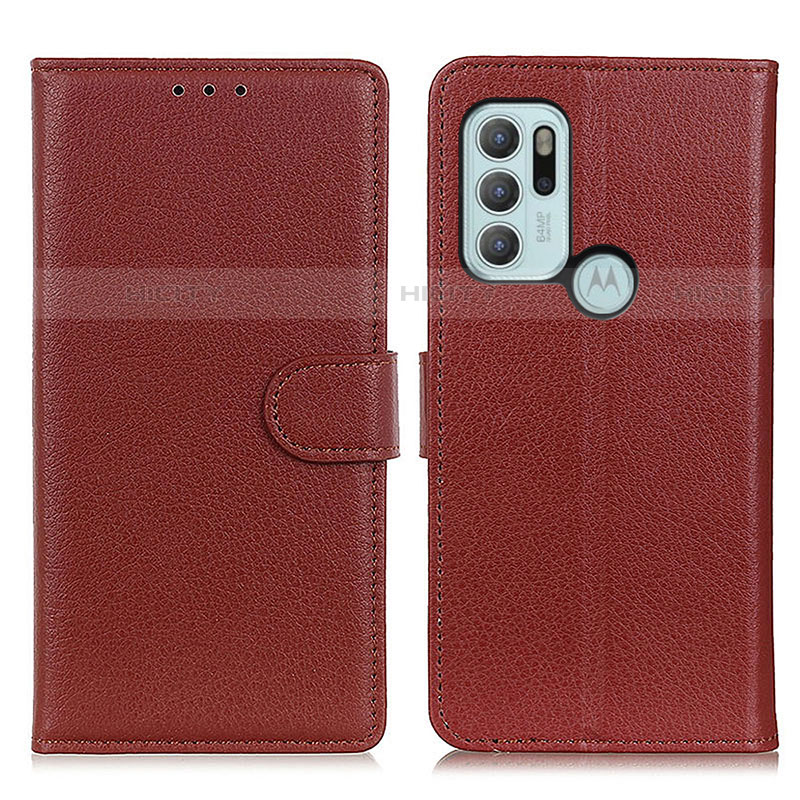 Funda de Cuero Cartera con Soporte Carcasa A03D para Motorola Moto G60s Marron