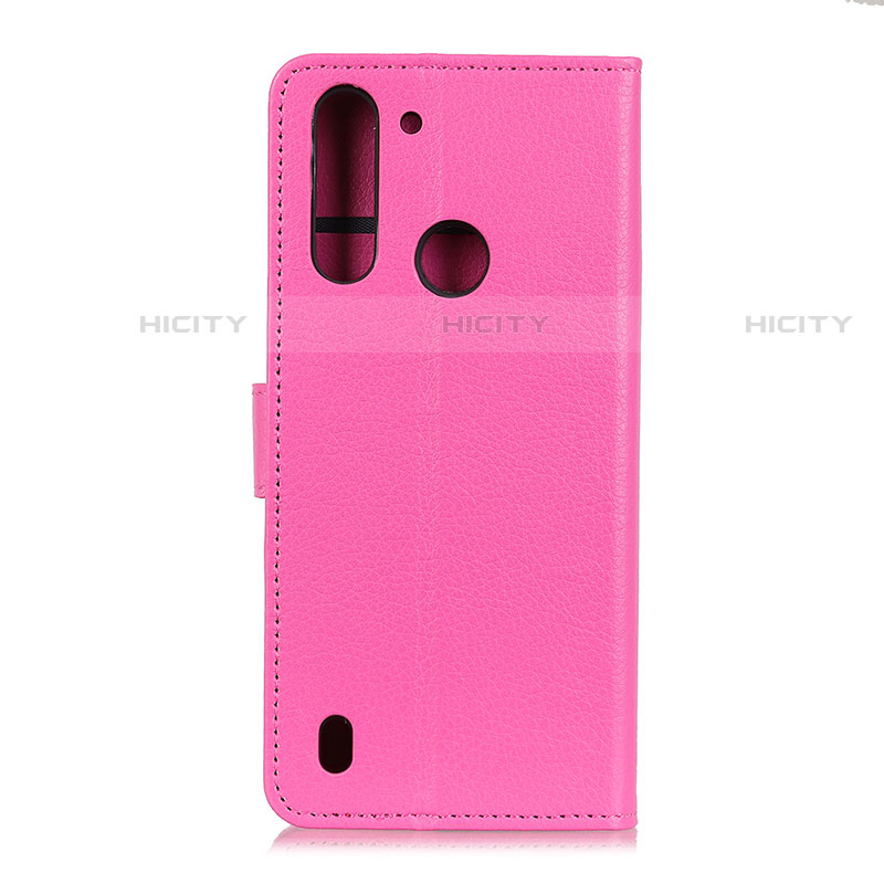 Funda de Cuero Cartera con Soporte Carcasa A03D para Motorola Moto One Fusion Rosa Roja