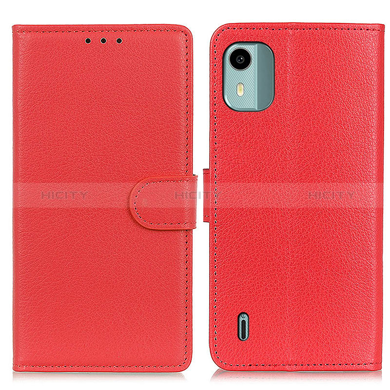 Funda de Cuero Cartera con Soporte Carcasa A03D para Nokia C12 Pro Rojo