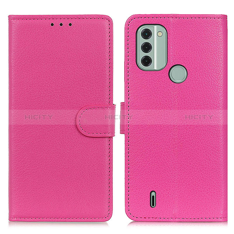 Funda de Cuero Cartera con Soporte Carcasa A03D para Nokia C31 Rosa Roja