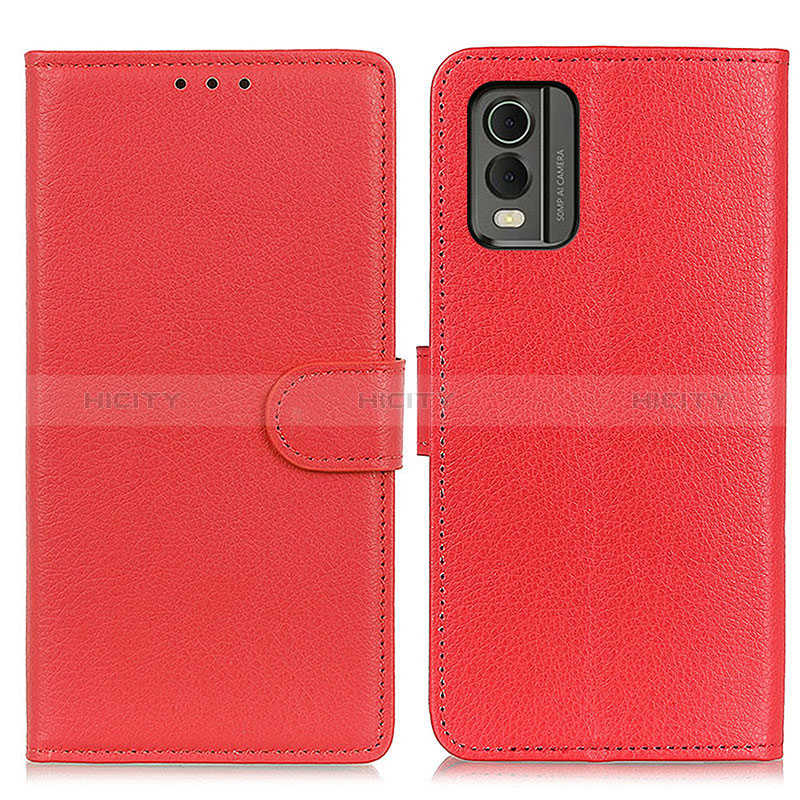 Funda de Cuero Cartera con Soporte Carcasa A03D para Nokia C32 Rojo