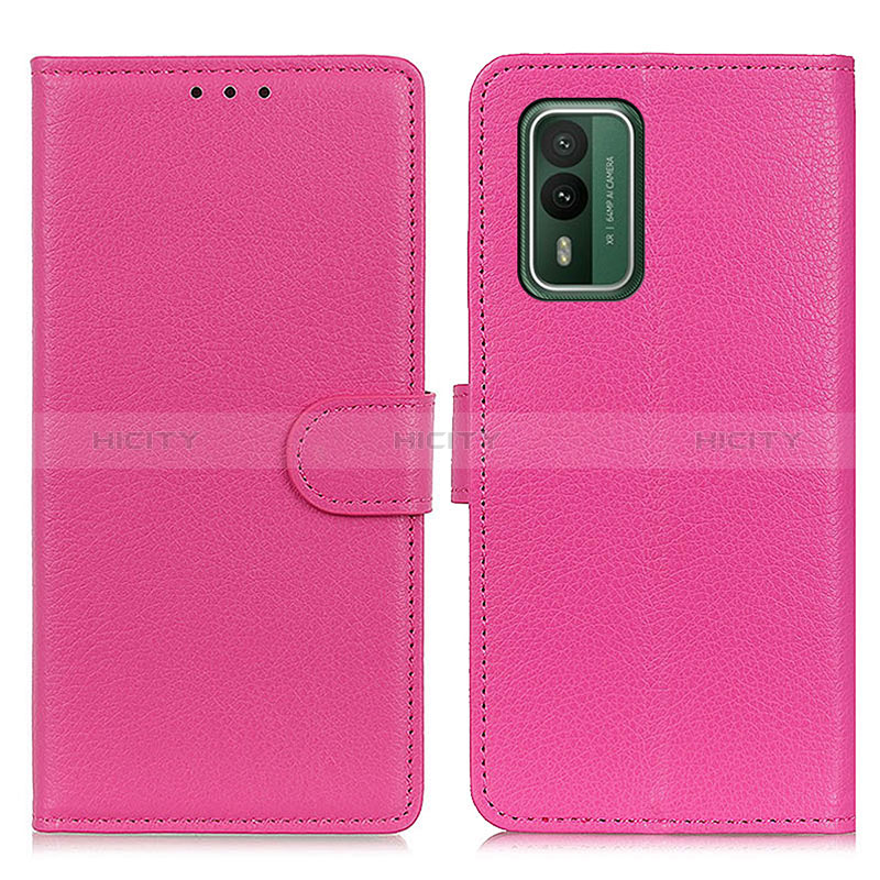 Funda de Cuero Cartera con Soporte Carcasa A03D para Nokia XR21 Rosa Roja