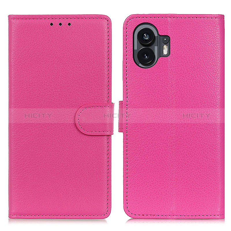 Funda de Cuero Cartera con Soporte Carcasa A03D para Nothing Phone 2 Rosa Roja