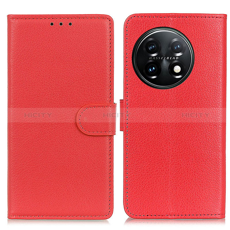 Funda de Cuero Cartera con Soporte Carcasa A03D para OnePlus 11 5G Rojo