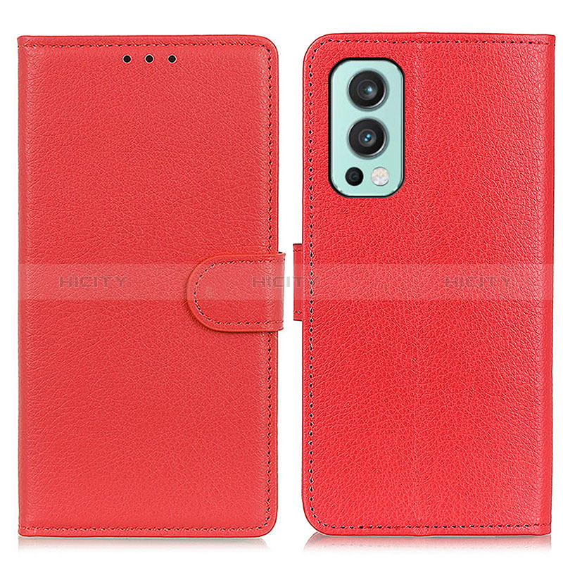 Funda de Cuero Cartera con Soporte Carcasa A03D para OnePlus Nord 2 5G Rojo