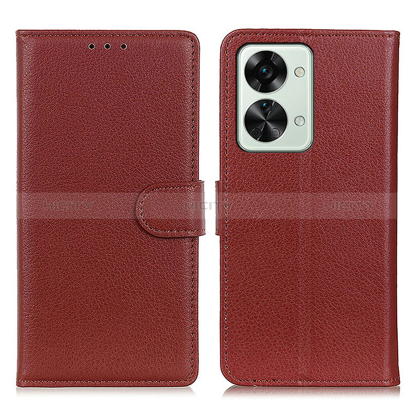 Funda de Cuero Cartera con Soporte Carcasa A03D para OnePlus Nord 2T 5G Marron