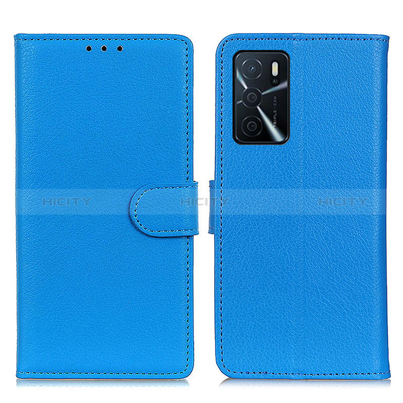 Funda de Cuero Cartera con Soporte Carcasa A03D para Oppo A16 Azul Cielo