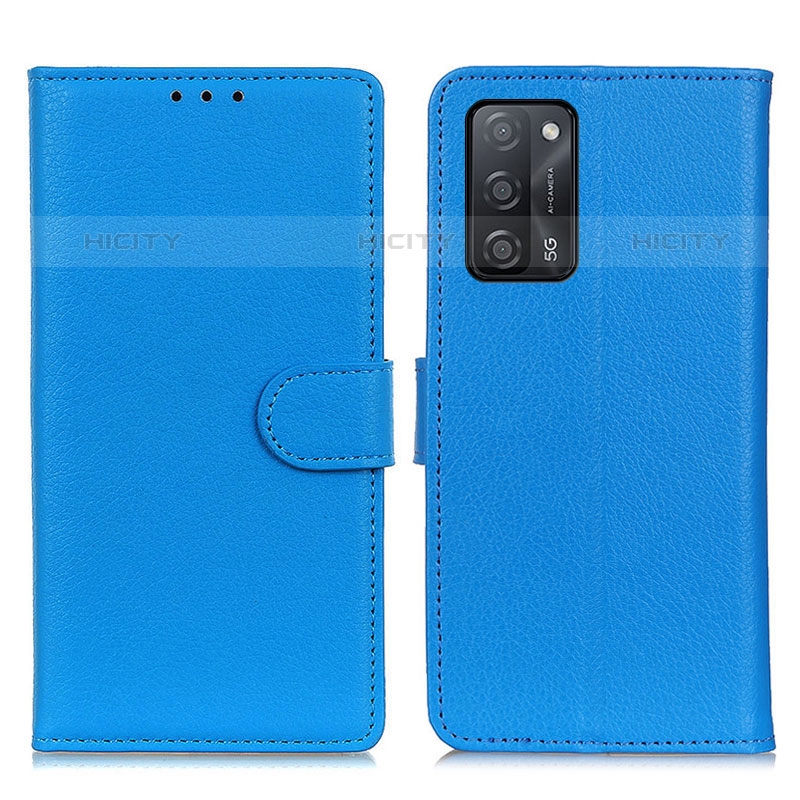 Funda de Cuero Cartera con Soporte Carcasa A03D para Oppo A53s 5G Azul Cielo