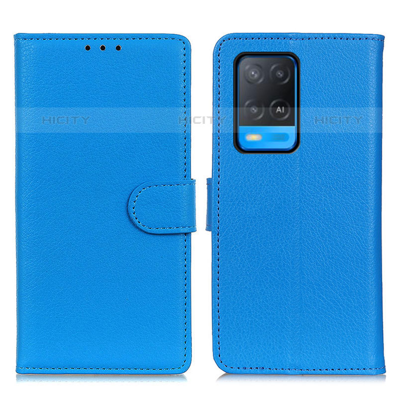 Funda de Cuero Cartera con Soporte Carcasa A03D para Oppo A54 4G Azul Cielo