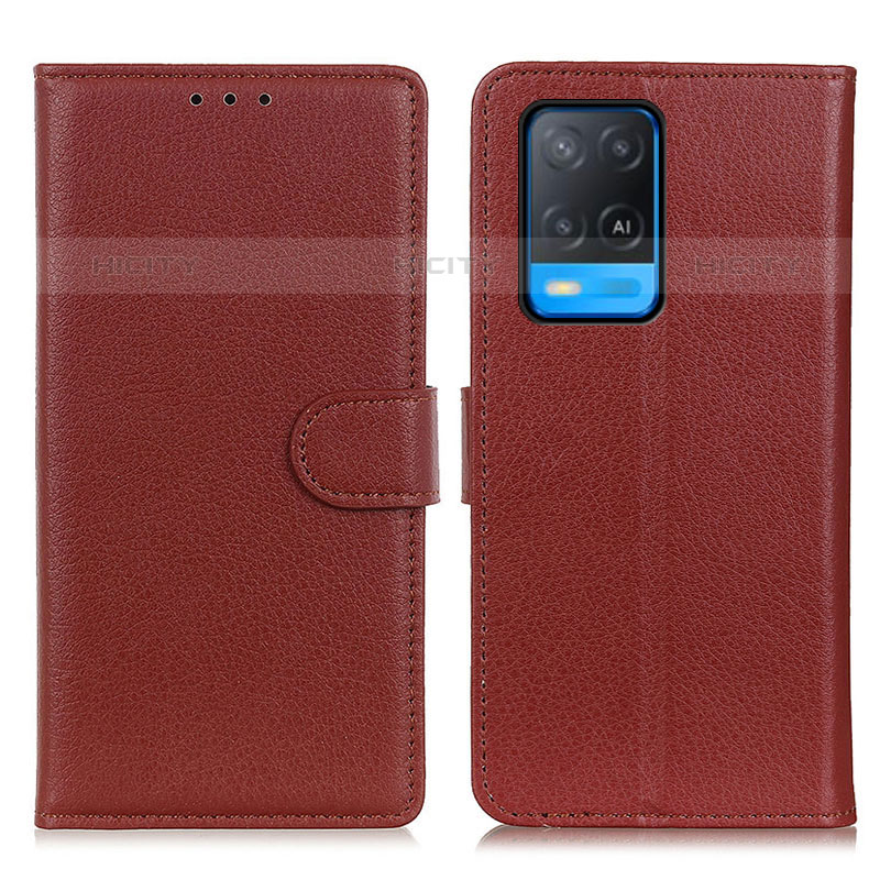 Funda de Cuero Cartera con Soporte Carcasa A03D para Oppo A54 4G Marron