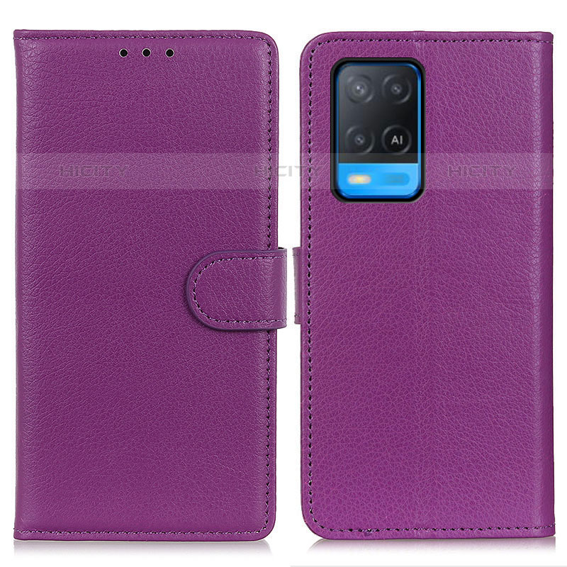 Funda de Cuero Cartera con Soporte Carcasa A03D para Oppo A54 4G Morado